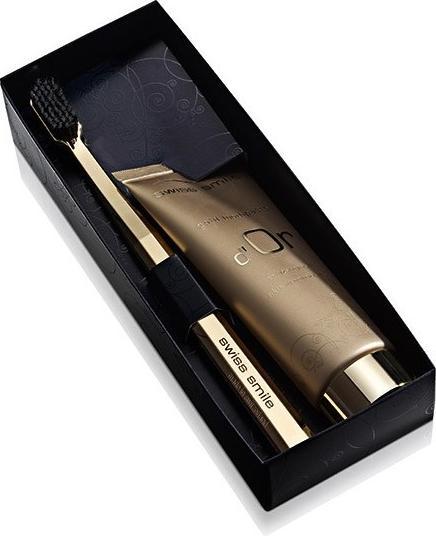 Produktbild Swiss Smile d'Or Gold Zahnpasta & Zahnbürsten Set (75 ml)