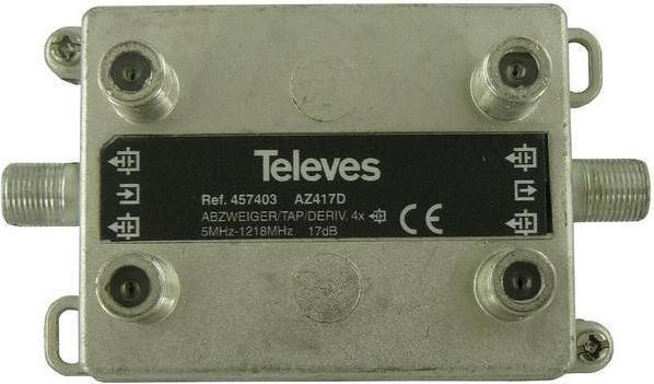 Produktbild Televes AZ417D 4-fach Abzweiger 5-1218 MHz AD:17dB 457403 (17 dB, Verteiler und Abzweiger)