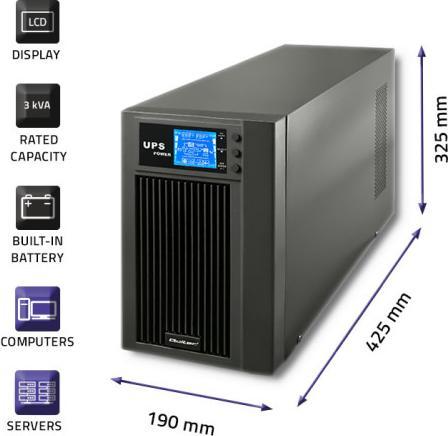 Actual product image Qoltec Pure Sine Wave 53043 (3000 VA, 2400 W, Online double converter UPS)