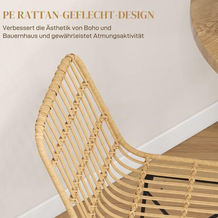 Produktbild Swisshandel24 Barhocker 2er Set Barstuhl Tresenhocker Rückenlehne PE-Rattan Boho Design Küchenhocker Stahl Gelb