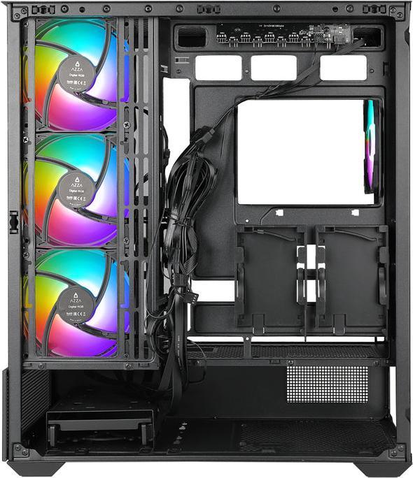 Actual product image Azza Boitier Moyen Tour ATX Tiara RGB avec panneaux vitrés (Noir) (ITX, mATX, ATX)