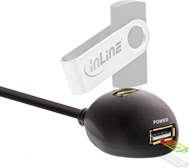 Produktbild InLine USB 3.0 Verlaengerung A Stecker / Buchse schwarz mit Standfuss 1m (1 m, USB 3.2 Gen 1)