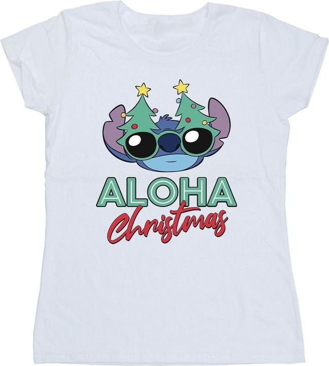 Actual product image Disney Womens/Ladies Lilo And Stitch Christmas Tree Shades Cotton T-Shirt (M)