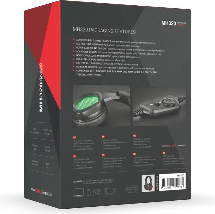Image du produit Mars Gaming Casque Micro Gamer Mh320 RGB (Noir) (Filaire)