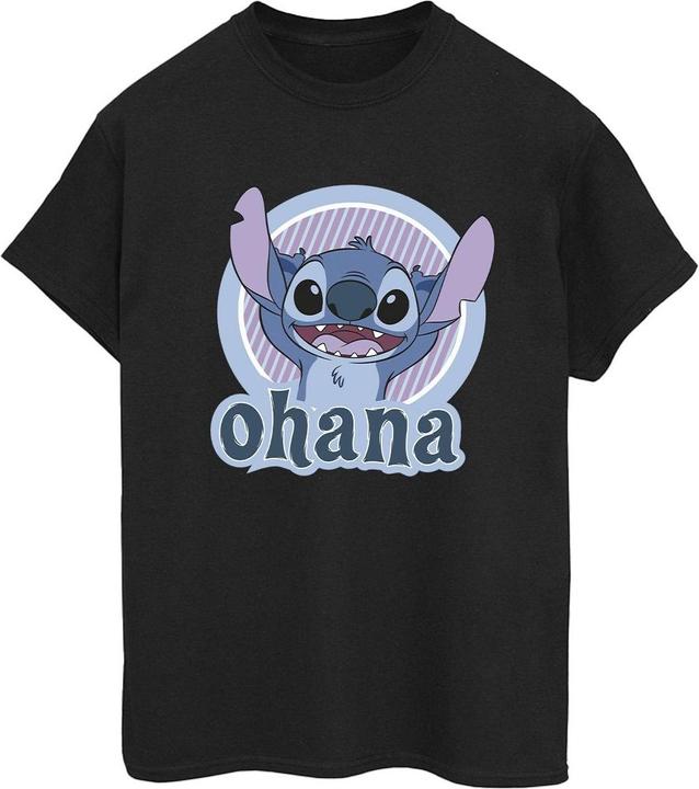 Actual product image Disney Womens/Ladies Lilo And Stitch Ohana Circle Cotton Boyfriend T-Shirt (XXL)