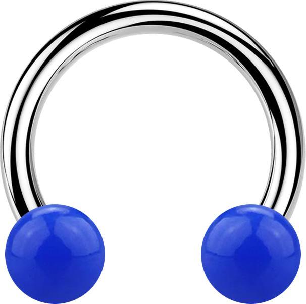 Star Piercing Micro Circular Barbell silber mit zwei Kugeln dunkelblau (Acryl, Chirurgenstahl 316L, ohne Messing)
