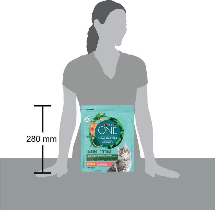 Immagine prodotto Purina ONE Alimento secco Dual Nature Sterilised Salmon & Spirulina (Adulto, 1 pz., 700 g)
