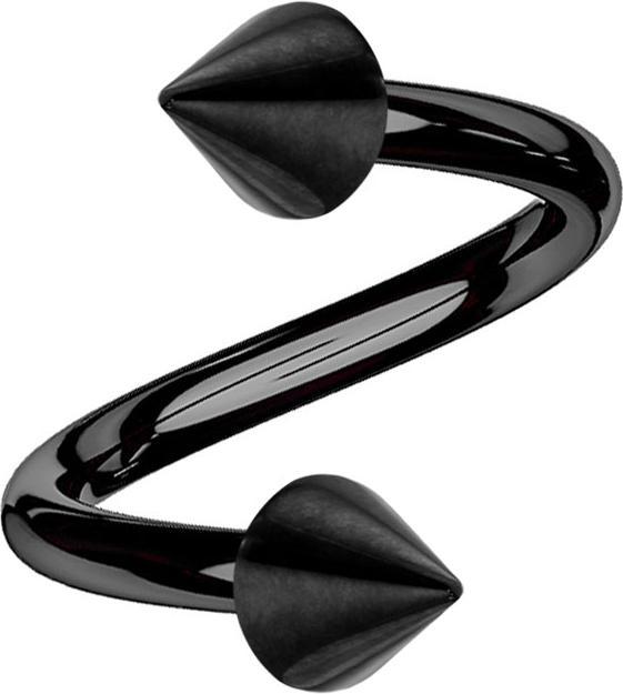 Star Piercing Micro Spirale schwarz mit zwei Cones (ohne Messing, Titan G23)