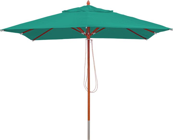 Actual product image Swisshandel24 Gastronomy wooden parasol, garden parasol, polyester/wood 14kg, square 3x3m rope pull shockproof - b (3 m)
