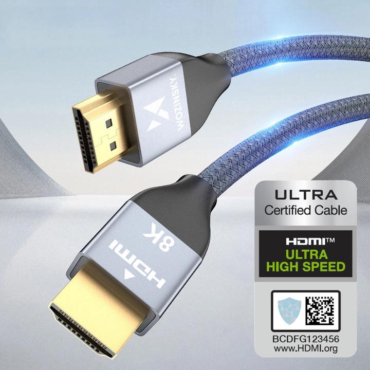 Immagine prodotto Wozinsky cavo HDMI 2.1 8K 60 Hz 48 Gbps / 4K 120 Hz / 2K 144 Hz 1 m Argento (WHDMI-10) (1 m, HDMI)