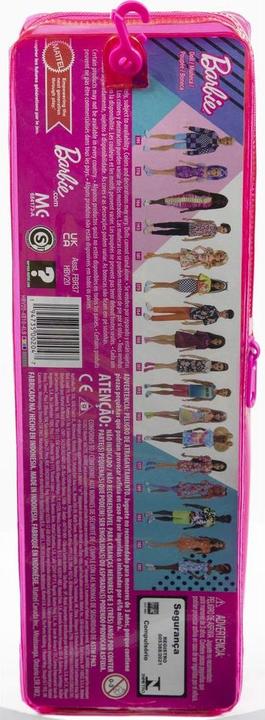 Actual product image Barbie Fashionistas doll in pink and black plaid dress, curvy, "Love" necklace, for children from 3 to 8