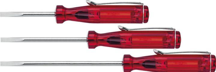 Actual product image Wiha Small screwdriver Slotted transparent-red, with push-on clip (01539) 3,0 mm x 80 mm
