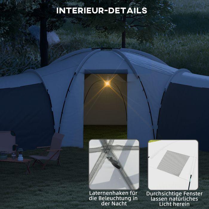 Produktbild Swisshandel24 Tunnelzelt Campingzelt 6-9 Personen Familienzelt 3 Schlafzimmer 2000mm Oxford Grau (Tunnelzelt, 9+ Personen)