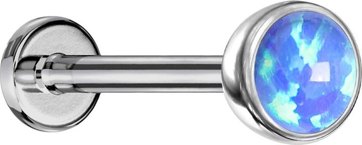 Produktbild Star Piercing Micro Threadless Labret silber Halbkugel mit Opal blau (ohne Messing, Titan G23)