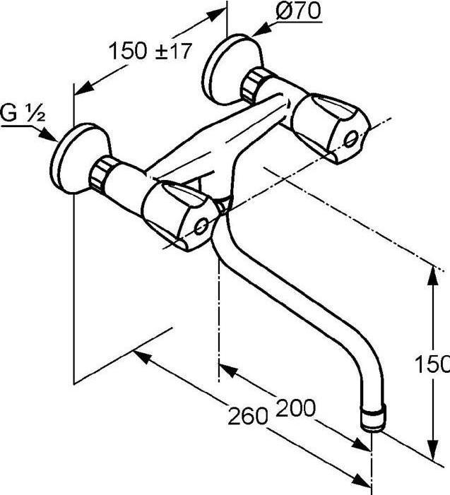 Actual product image Kludi STANDARD wall-mounted sink mixer