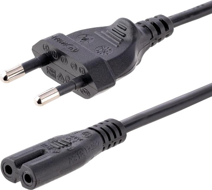 Immagine prodotto StarTech com 752E-2M-POWER-LEAD, 2 m, CEE7/16, Accoppiatore C7, H03VVH2-F, 250 V, 2.5 A (2 m)