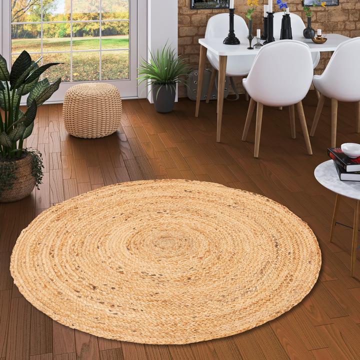 Immagine prodotto Pergamon Tappeto di juta fatto a mano in fibra naturale Nele Round (120 x 120 cm)