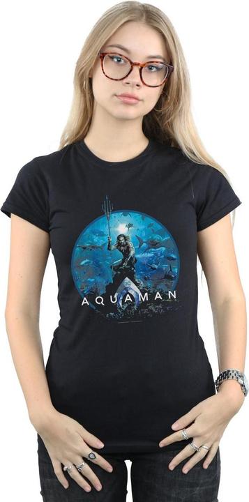 Actual product image Womens/Ladies Aquaman Circle Poster Cotton T-Shirt (XL)