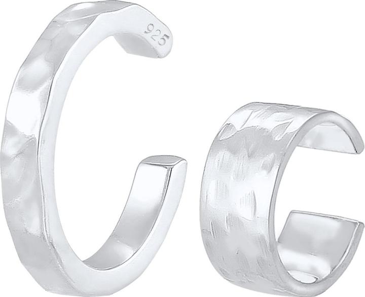 Elli Ohrringe Earcuff Set Geo Look Gehämmert Organic 925 Silber (925er Sterling Silber)