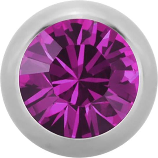 Star Piercing Micro Kugel High Polished mit Swarovski fuchsia (ohne Messing, Chirurgenstahl 316L)