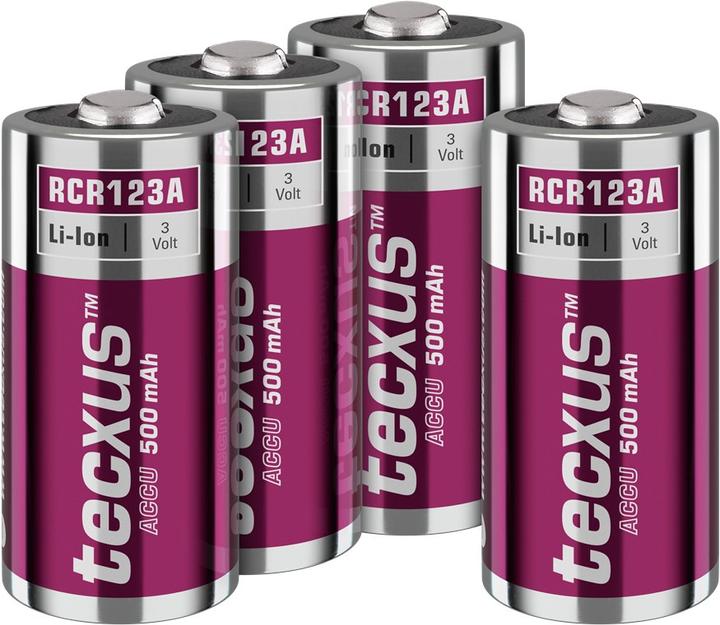 Produktbild Tecxus RCR123 Akku - 500 mAh, 4 Stk. Karton (4 Stk., RCR123A, 500 mAh)
