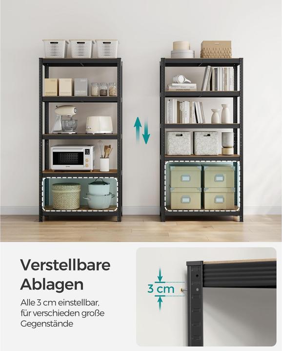 Produktbild Songmics Schwerlastregal GLR040B11 schwarz, braun 90,0 x 40,0 x 180,0 cm
