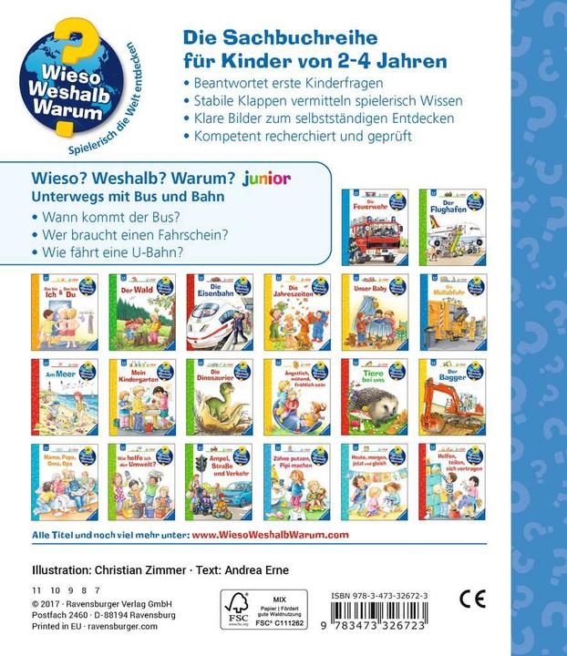 Image du produit Ravensburger Unterwegs mit Bus und Bahn (Allemand, Andrea Erne, Chambre chrétienne, 2017)