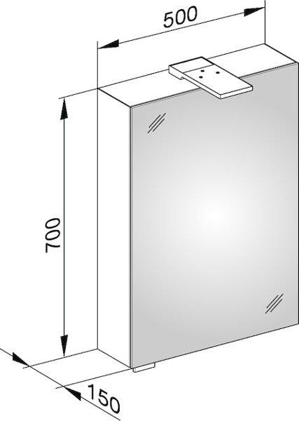 Produktbild Keuco Royal 25 Spiegelschrank 14101, 1 Drehtür, Anschlag rechts, 500mm