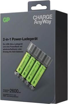 Actual product image GP Batteries Battery Charger Charge Anyway (1 pcs., AAA, AA, 2600 mAh, Battery + charger)