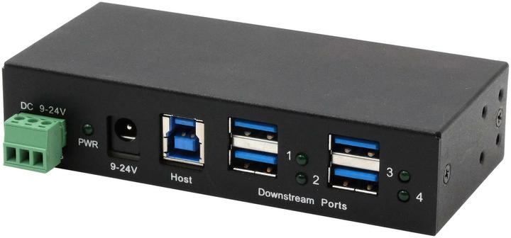 Produktbild Exsys 4 Port USB 3.2 Gen 1 HUB Metall-Gehäuse, inkl. USB 3.0 Kabel, Din-Rail und Wandm (USB-B, 4 Ports)