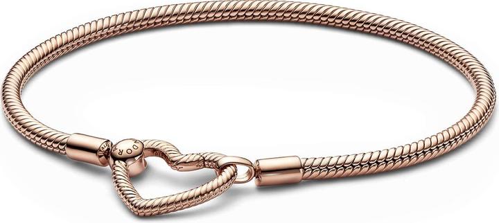 Image du produit Pandora Moments Bracelet serpent à fermeture en forme de coeur (23 cm, Métal, plaqué or rose)