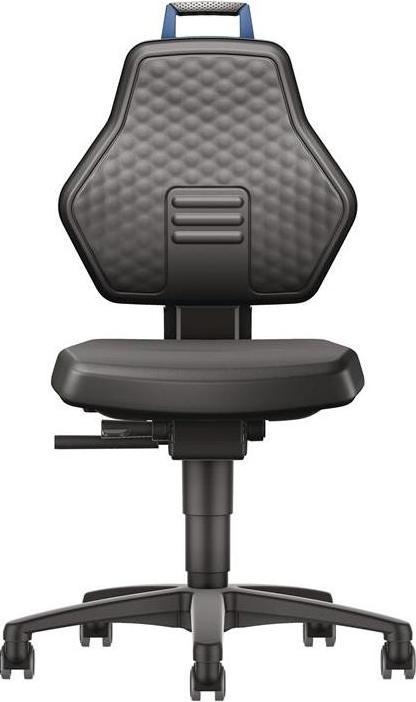 Actual product image Tecwerk Arbeitsdrehstuhl Rollen Kunstleder schwarz Grifffarbe blau 450-600 mm