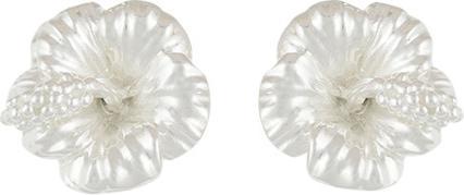 Steinkult Ohrringe versilbert "Hibiskus Fleur" (Messing Sterling versilbert)