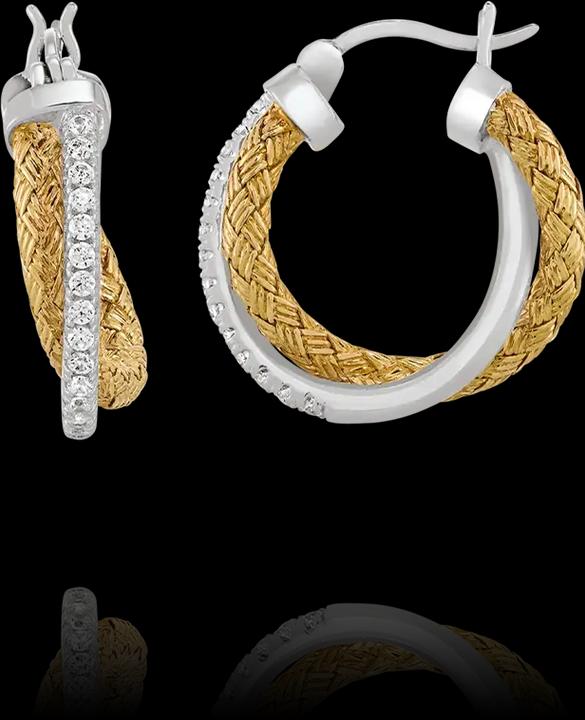 Image du produit Charles Garnier Boucles d'oreilles en argent bicolore, oxyde de zirkonium (Argent doré et argent rhodié)