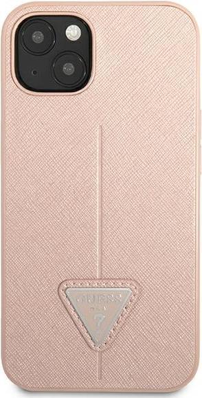 Image du produit Guess GUHCP13SPSATLP iPhone 13 mini 5.4 pouces Rouge/Rose Hard Case SaffianoTriangle Logo (Apple iPhone 13 mini)