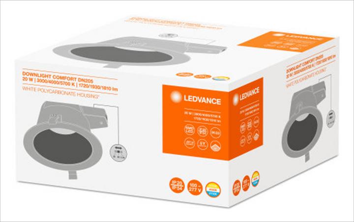Produktbild Ledvance Downlight Comfort 205 20W 3CCT 3xLichtfarben Ip54Wt (Weiss, Warmweiss, 16 cm, Indoor)