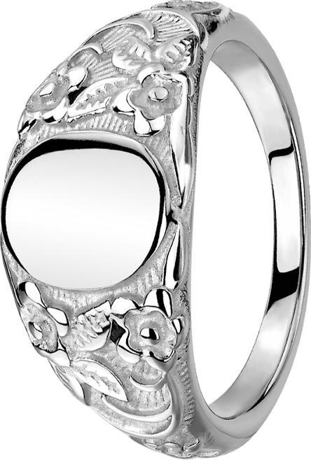 Actual product image Star Piercing Ring silver oval flat with flowers (without brass, Surgical steel 316L)