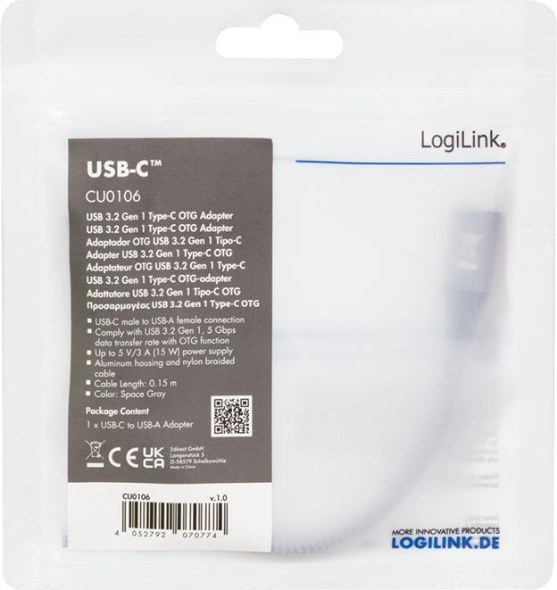 Immagine prodotto LogiLink USB C – USB A (0.15 m, USB 3.2 Gen 1)