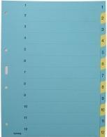 Produktbild Biella Register A4, Karton 210 g/m2, 1-12, blau/gelb