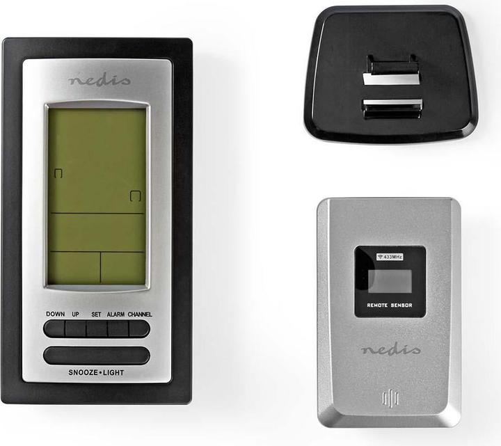 Produktbild Nedis Wetterstation - Alarm - Hygrometer - Aussensensor - Schwarz/Silber