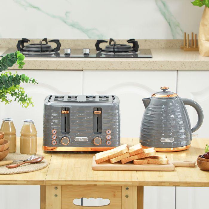 Produktbild Swisshandel24 Wasserkocher Toaster Set mit 1,7L Wasserkocher, 4 Scheiben Toaster Grau (1.70 l)