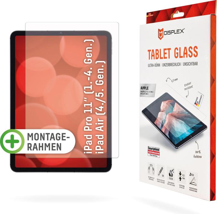 Displex Tablet Glass, Tablet Schutzglas (1 Stück, iPad Air 2022 (5. Gen), iPad Air 2020 (4. Gen), iPad Pro 11 2018 (1. Gen), iPad Pro 11 2020 (2. Gen), iPad Pro 11 2021 (3. Gen))