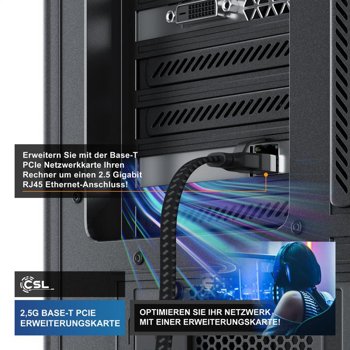 Image du produit CSL Carte réseau PCIe 2.5G Base-T, 2500/1000/100 Mbit/s, adaptateur Ethernet PCI-Express pour Win & (PCI)
