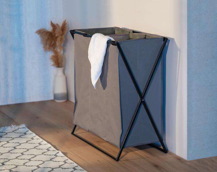Actual product image Wenko Wäschesammler Mod. Trio XL Grau mit drei Fächern