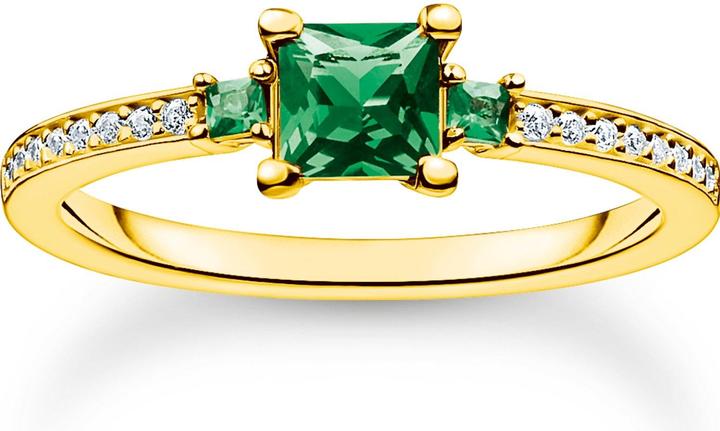 Immagine prodotto Thomas Sabo Anello con pietre verdi e bianche, oro (54, 925 Argento)