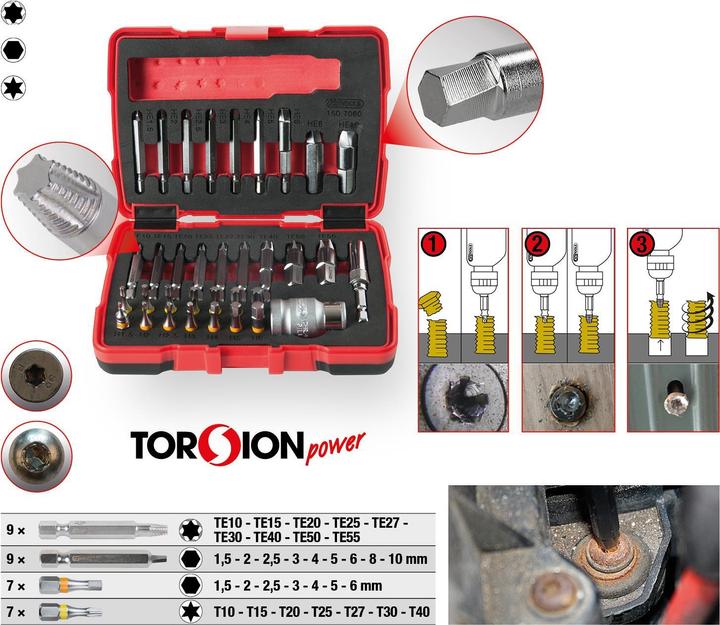 Actual product image KS Tools Screw extractor set (Torx (TX), Allen screw)