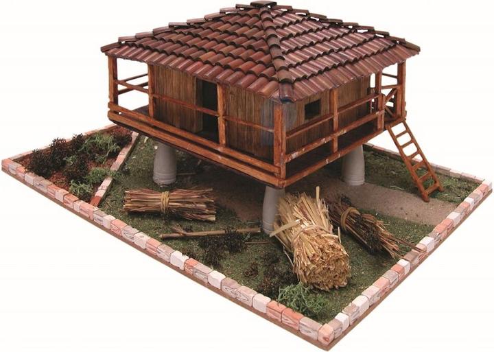 Produktbild Block Cuit. 3D Keramik-Modelbausatz -Asturischer «Hórreo» Getreidespeicher (33 x 14 x 26 cm)