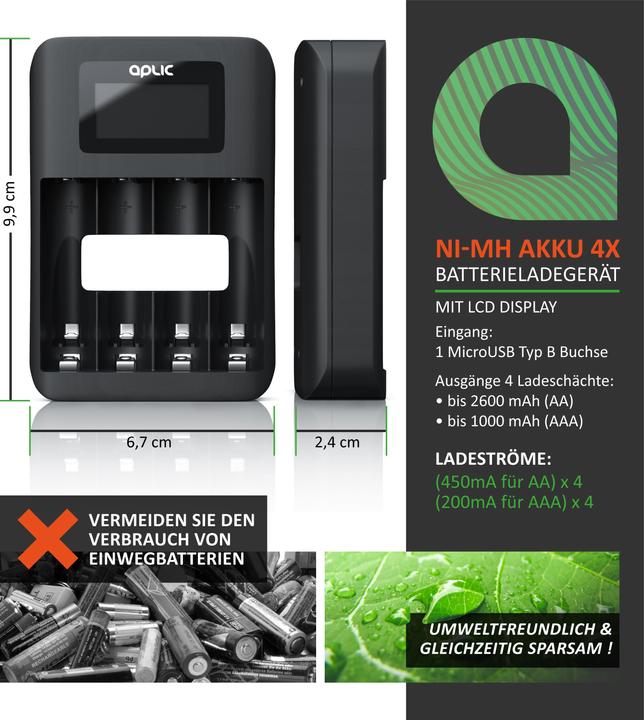 Produktbild Aplic 4-Schacht Akku-Lader (Ladegerät ohne Akku)