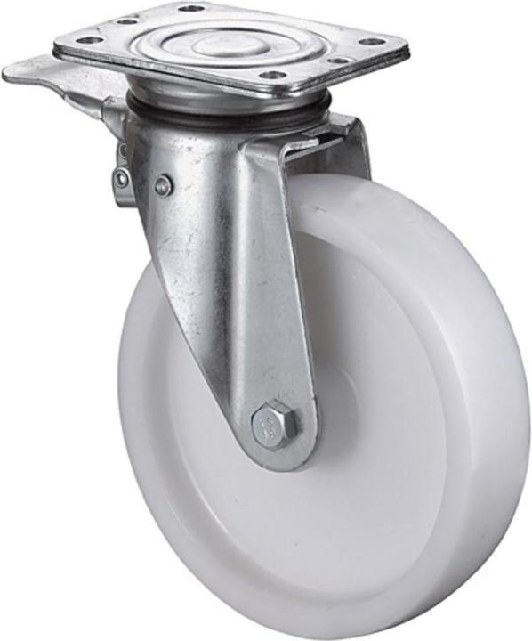 Actual product image BS Rollen Heavy-duty swivel castor wheel dm 125 mm load cap. 600 kg with plastic arrester panel L138xW110mm