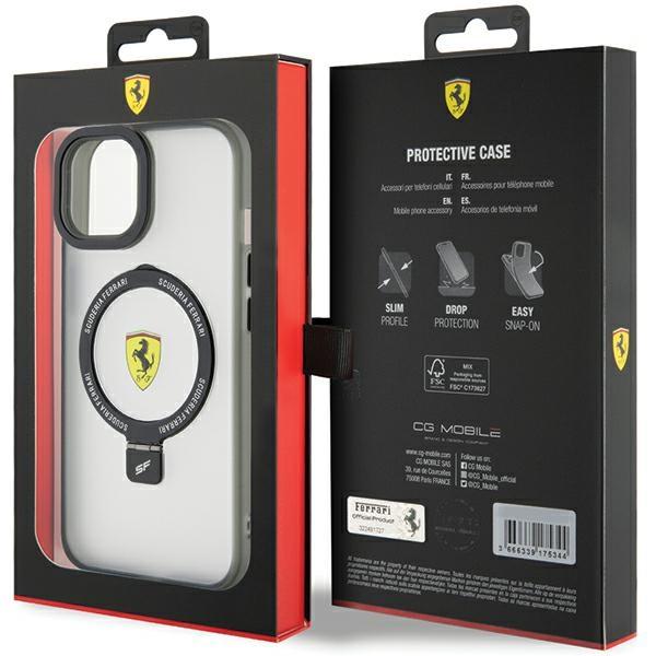 Immagine prodotto Ferrari FEHMP15MUSCAK Custodia rigida per iPhone 15 Plus / 14 Plus 6,7" in pelle nera con supporto ad (Apple iPhone 15 Plus, Apple iPhone 14 Plus)
